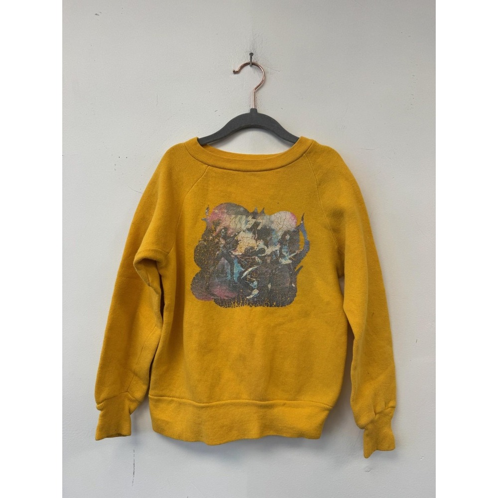 Vintage KISS Youth Large Fleece‎ Pullover Distressed Graphic Crewneck Kids 70s